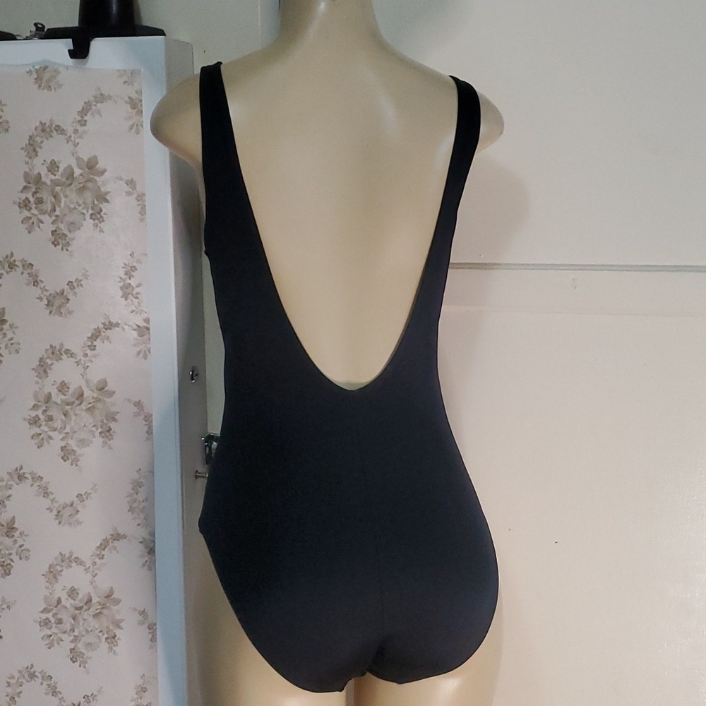 Pour Moi Black Lace-Up Front One Piece Swimsuit Size Uk 16 US 12 - Picture 4 of 9